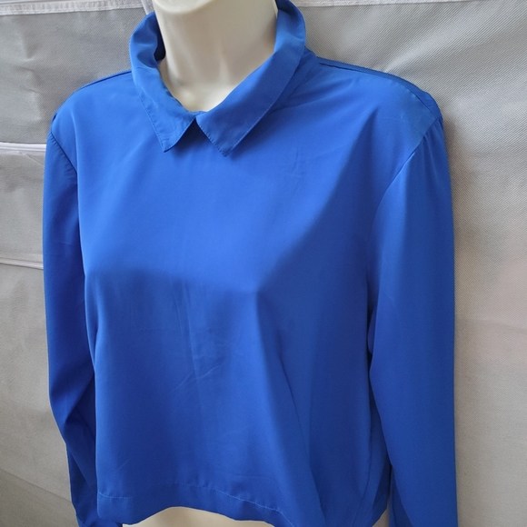 Vero Moda Blue Cropped Long Sleeve Blouse - Picture 4 of 10